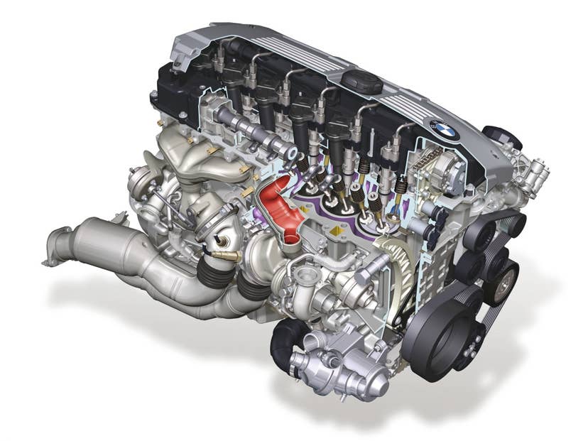 2.5- to 3.0-liters: The BMW N54 has been one of our favorite engines ever since it debuted with 300 horsepower and 300 pound-feet of torque. It provides seamless power delivery from its perfectly balanced inline-six layout and uses two turbochargers to give quick response and torque everywhere. The N54 is being phased out of most applications this year in favor of an equally powerful N55 with a single twin-scroll turbo, direct injection and valvetronic for even better response and fuel efficiency.